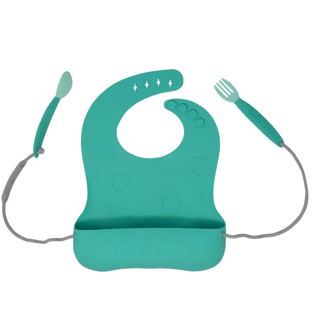 Travel Tether Bib and Utensils Set