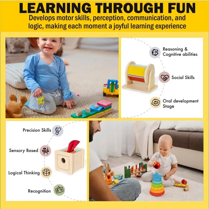 Montessori Educational Toys for Infants 0-6 Months - Cognitive Development and Fine Motor Skill Bundle - Fostering Curiosity and Growth