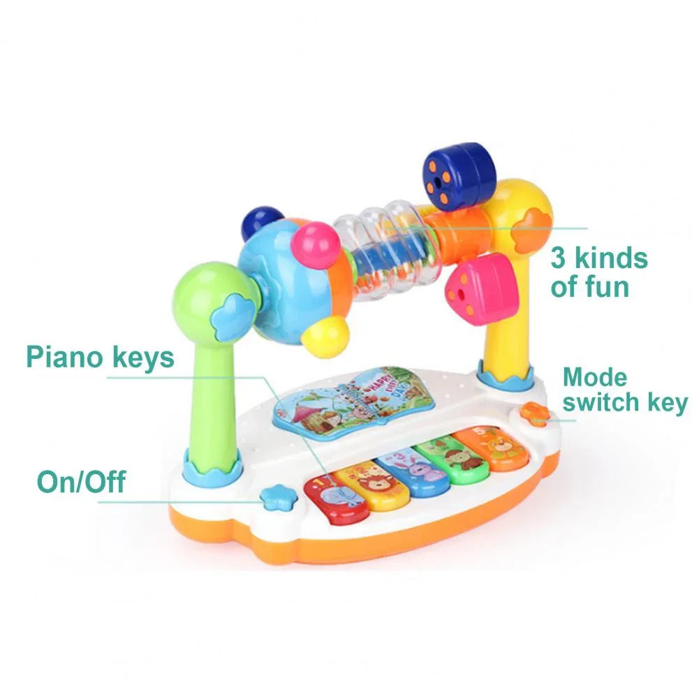 Baby Piano Toys Kids Rotating Music Piano Keyboard with Light Sound, Musical Toys for Toddlers, Early Educational Music Toy