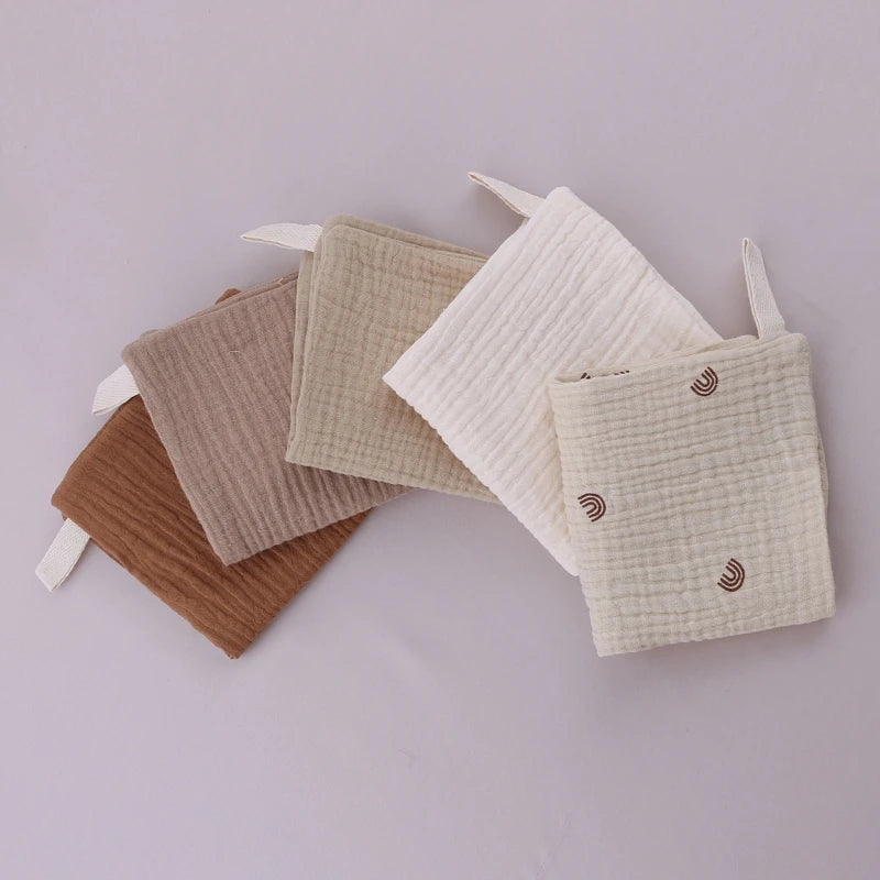 5Pcs/Set Square Cotton Baby Face Towel Handkerchief Soft Absorbent Gauze Baby Towel Kids Feeding Bibs Burp Cloths Washcloth