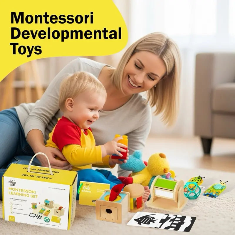 Montessori Educational Toys for Infants 0-6 Months - Cognitive Development and Fine Motor Skill Bundle - Fostering Curiosity and Growth