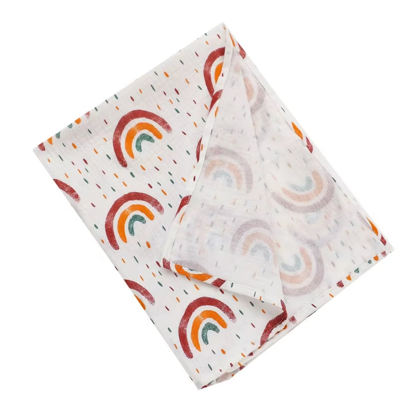Cotton Swaddle Blanket Baby Blanket Floral Print Muslin Diaper Swaddle New Born Crinkle Fabric Stroller Cover