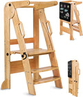 Adjustable Montessori Toddler Tower with Chalkboard - Foldable Step Stool for Ages 3-6